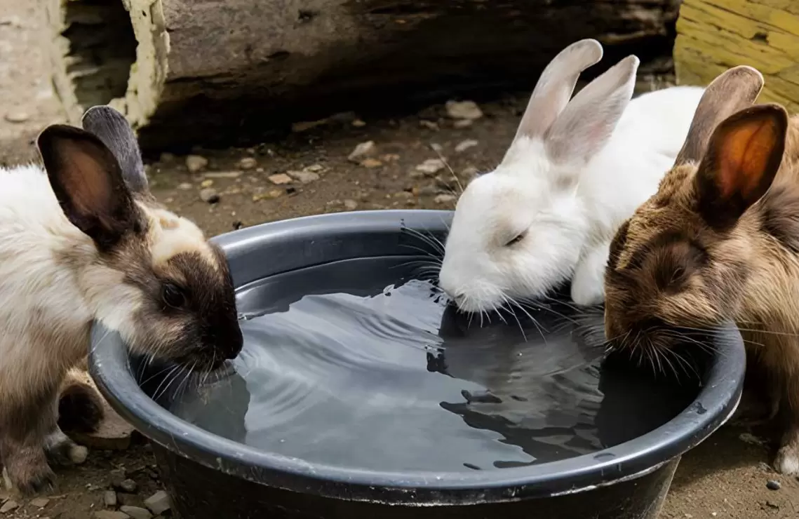 Rabbit take water